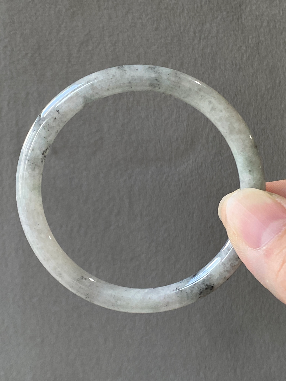 Thumbnail: 53.6MM Type A Light Greyish Black Jadeite Bangle