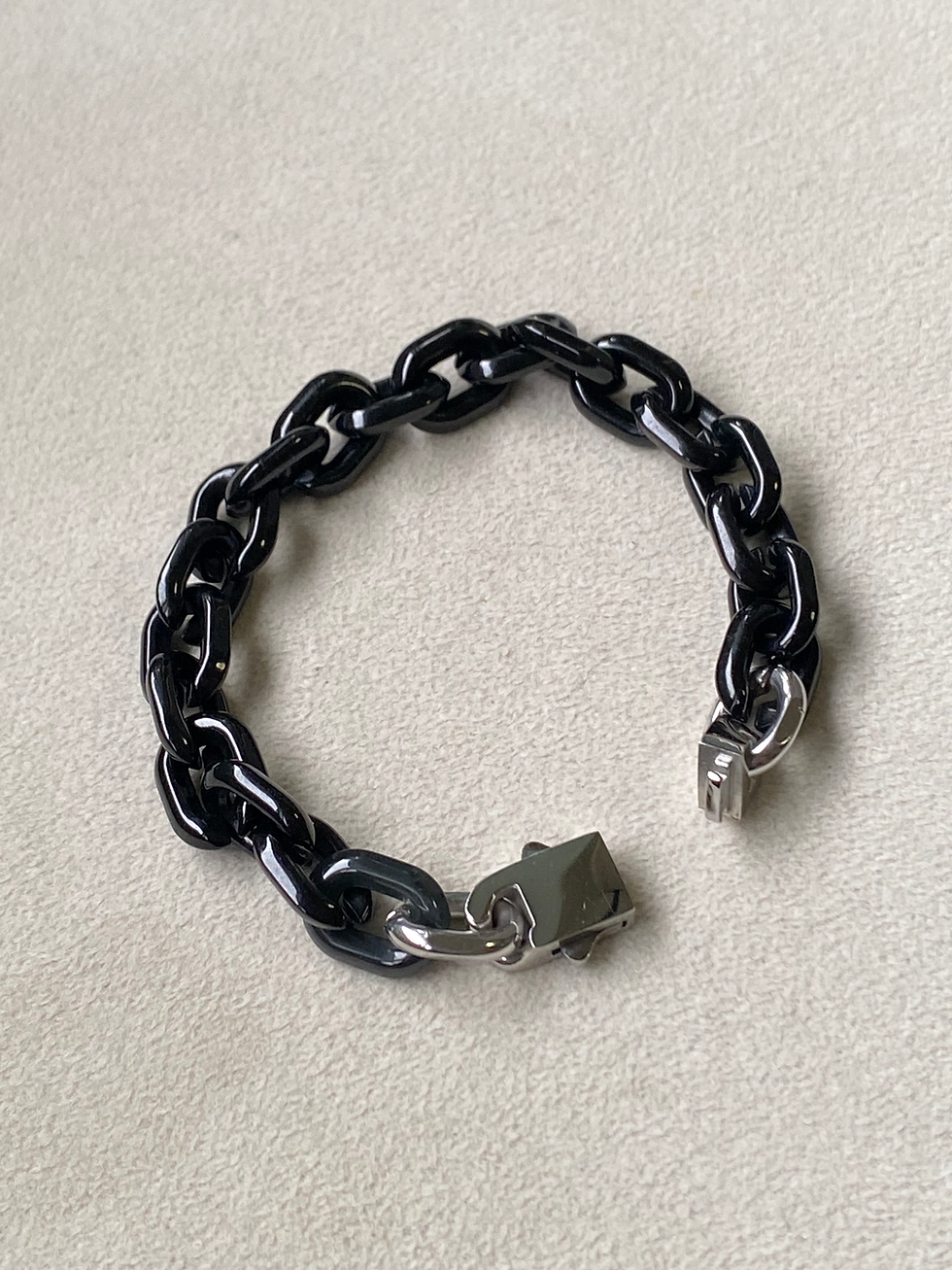 Thumbnail: Type A Black Interlink Jadeite Chain Bracelet