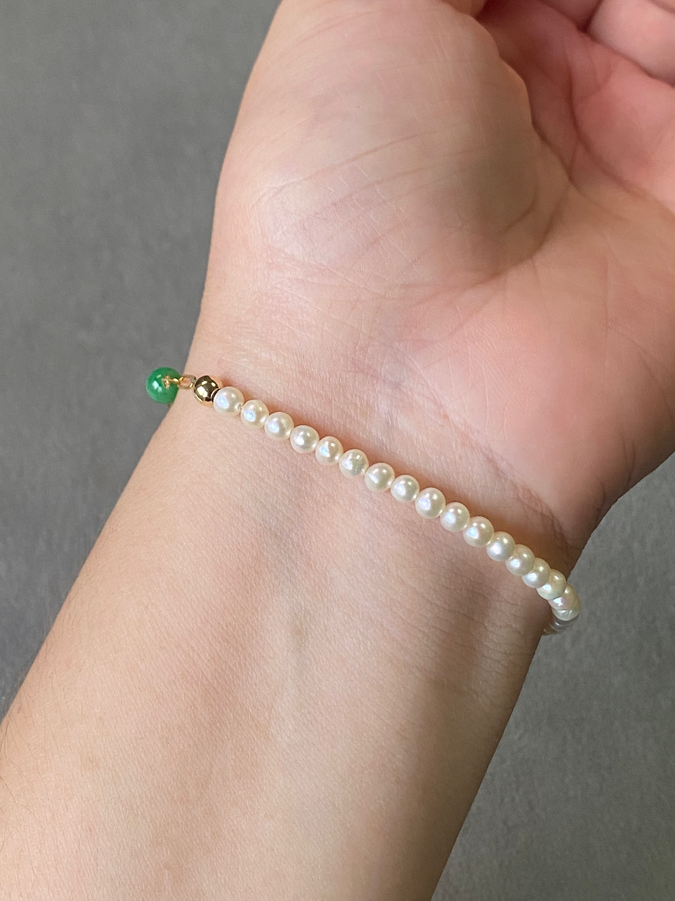 Thumbnail: 14K Gold Filled Mix Colours Jadeite Beads Bracelet