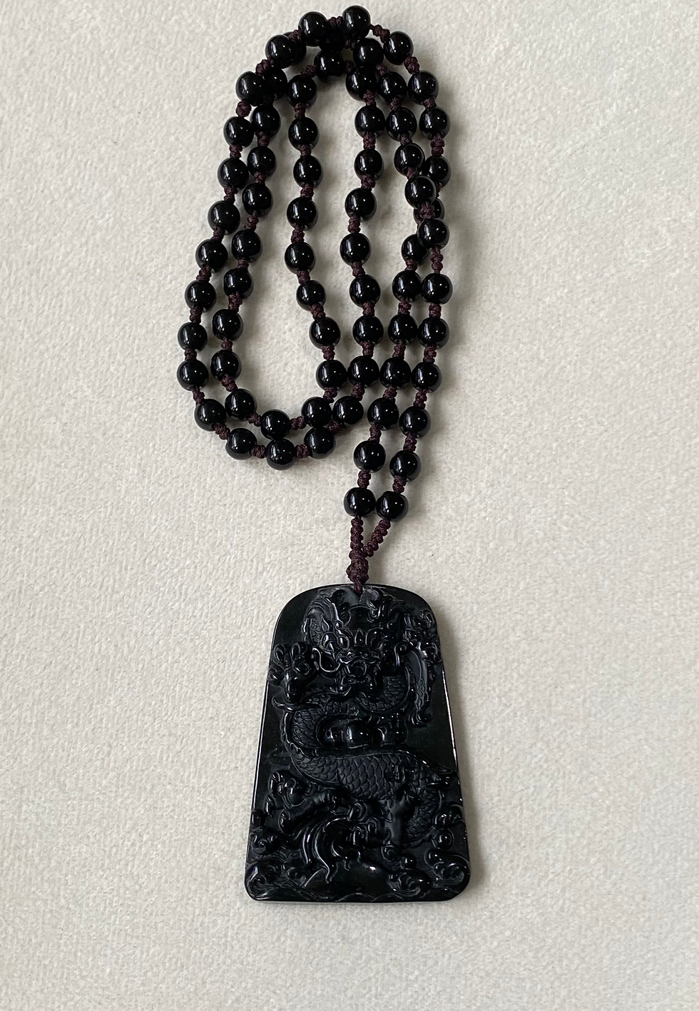 Thumbnail: Type A Omphacite Black Jadeite Dragon Pendant