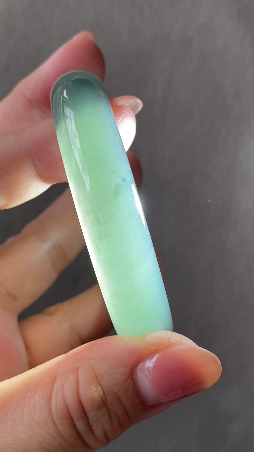 Thumbnail: 57.6MM Type A Translucent Bluish Jadeite Bangle