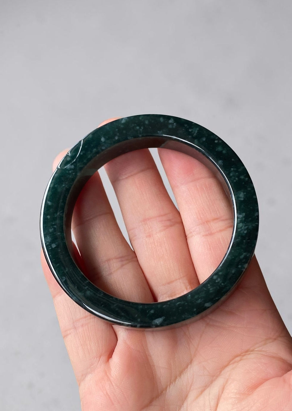 Thumbnail: 54MM Type A Dark Bluish Green Lightly Carved Jadeite Bangle