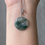 Thumbnail: 925 Silver Type A Translucent Floral Bluish Green Jadeite Disc Pendant