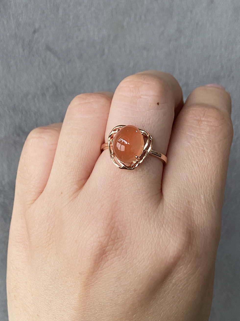 925 Silver Rose Gold Plated Carnelian Ring
