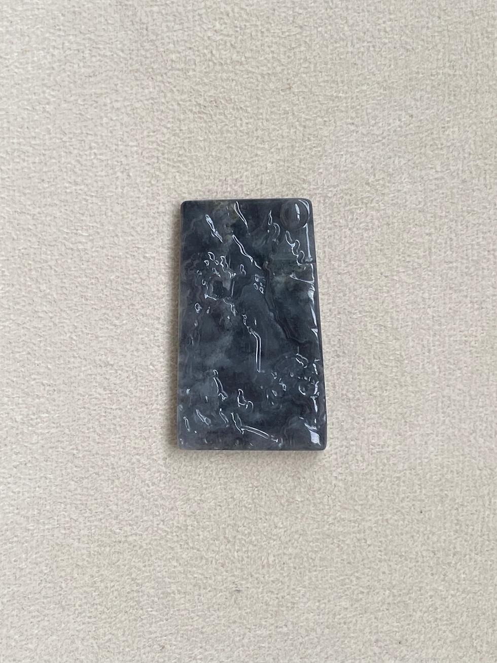 Thumbnail: Type A Greyish black Jadeite Carved Mountain Pendant