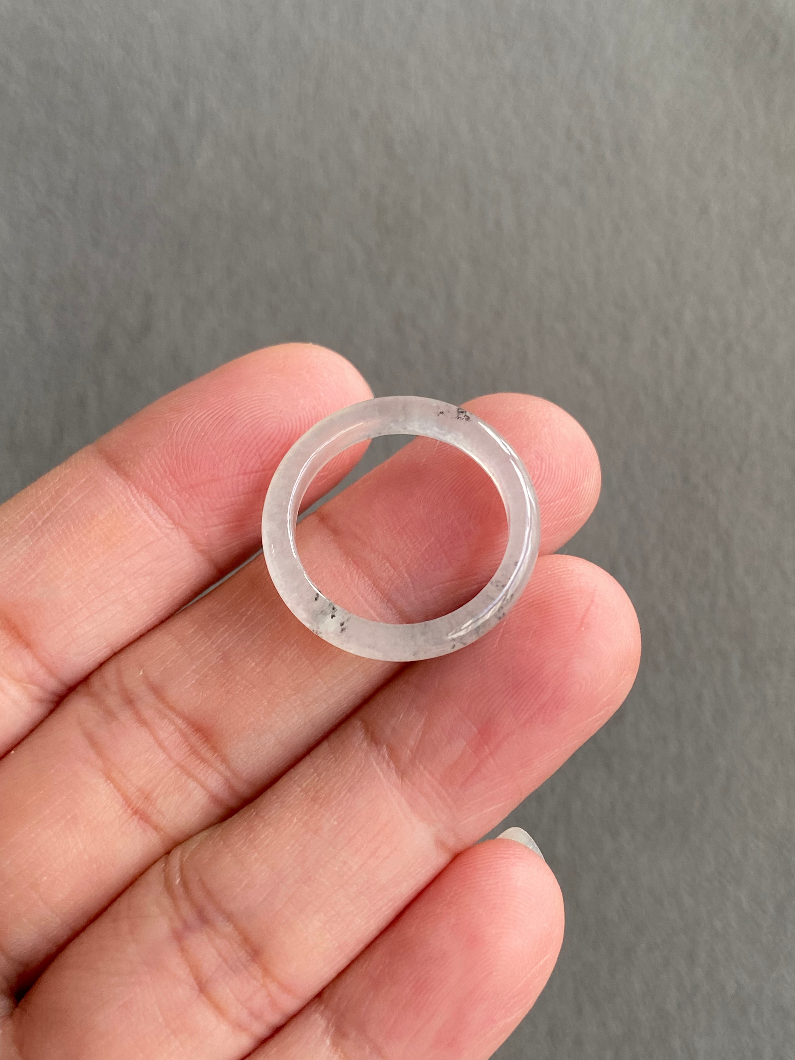 US#7.15 Type A Icy Mix Greyish Black Jadeite Ring