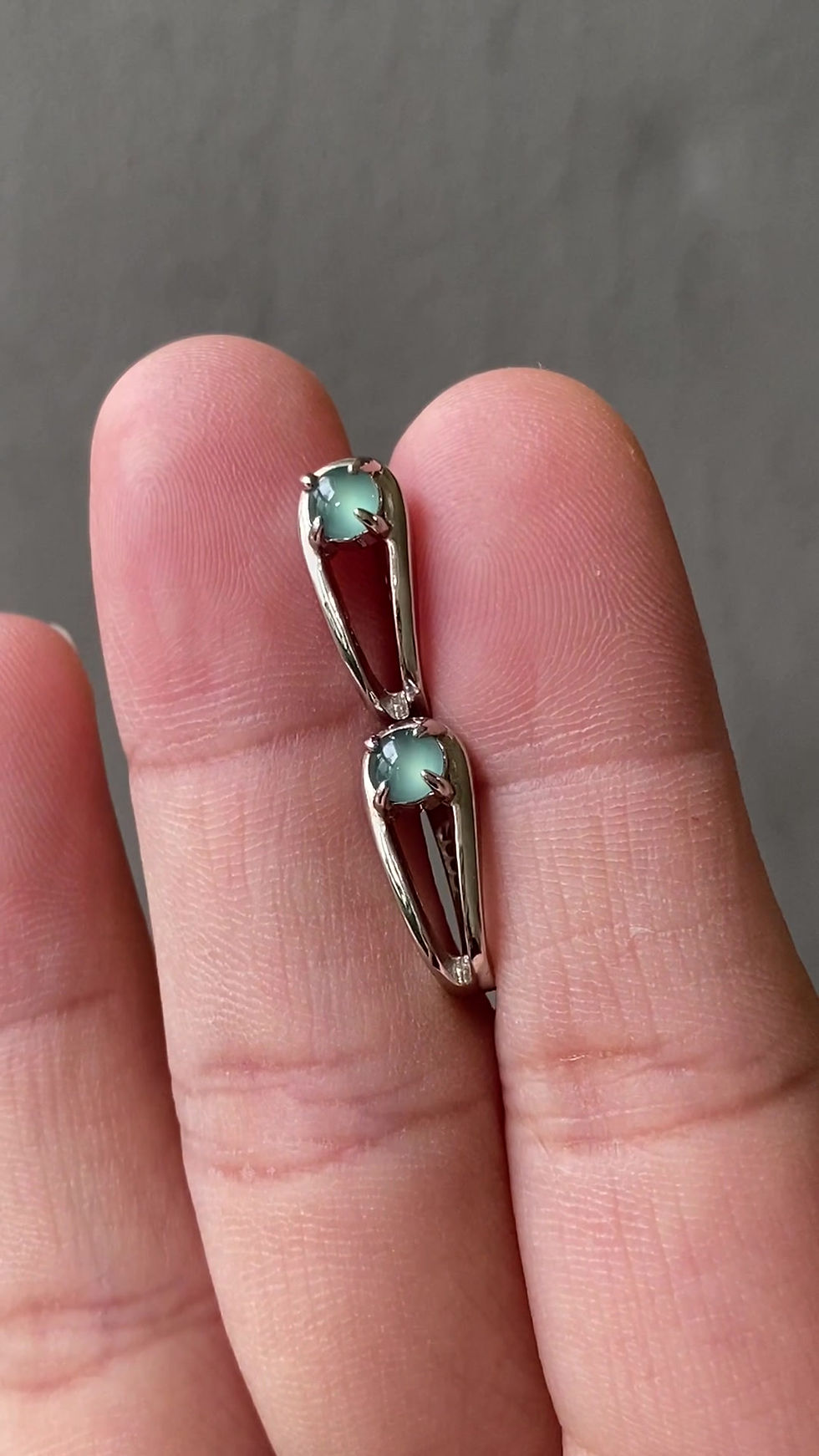 Thumbnail: 925 Silver Type A Icy Light Bluish Jadeite Ear Clip
