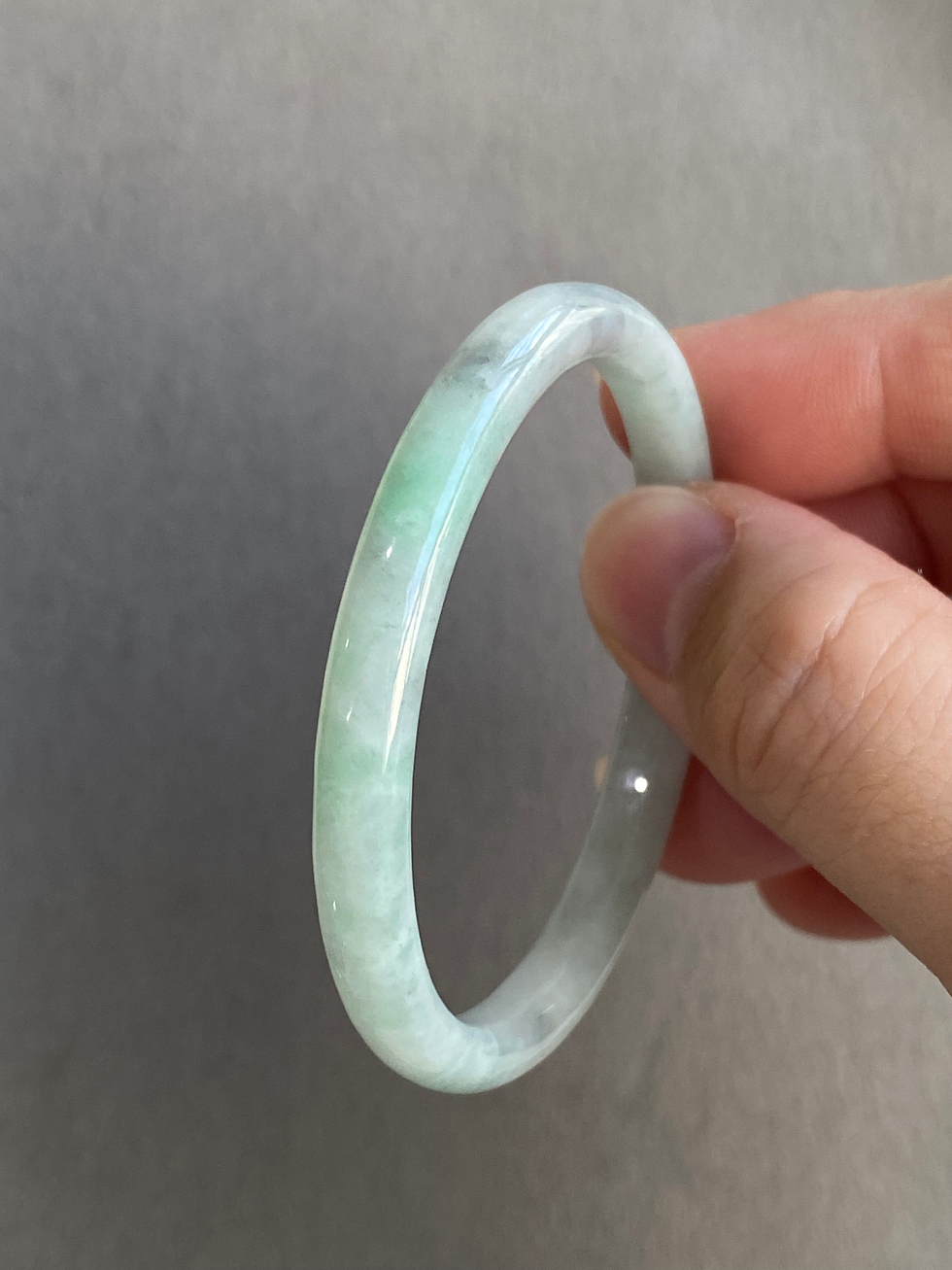 Thumbnail: 47.2MM Type A Light Greyish Black Mix Jadeite Baby Bangle