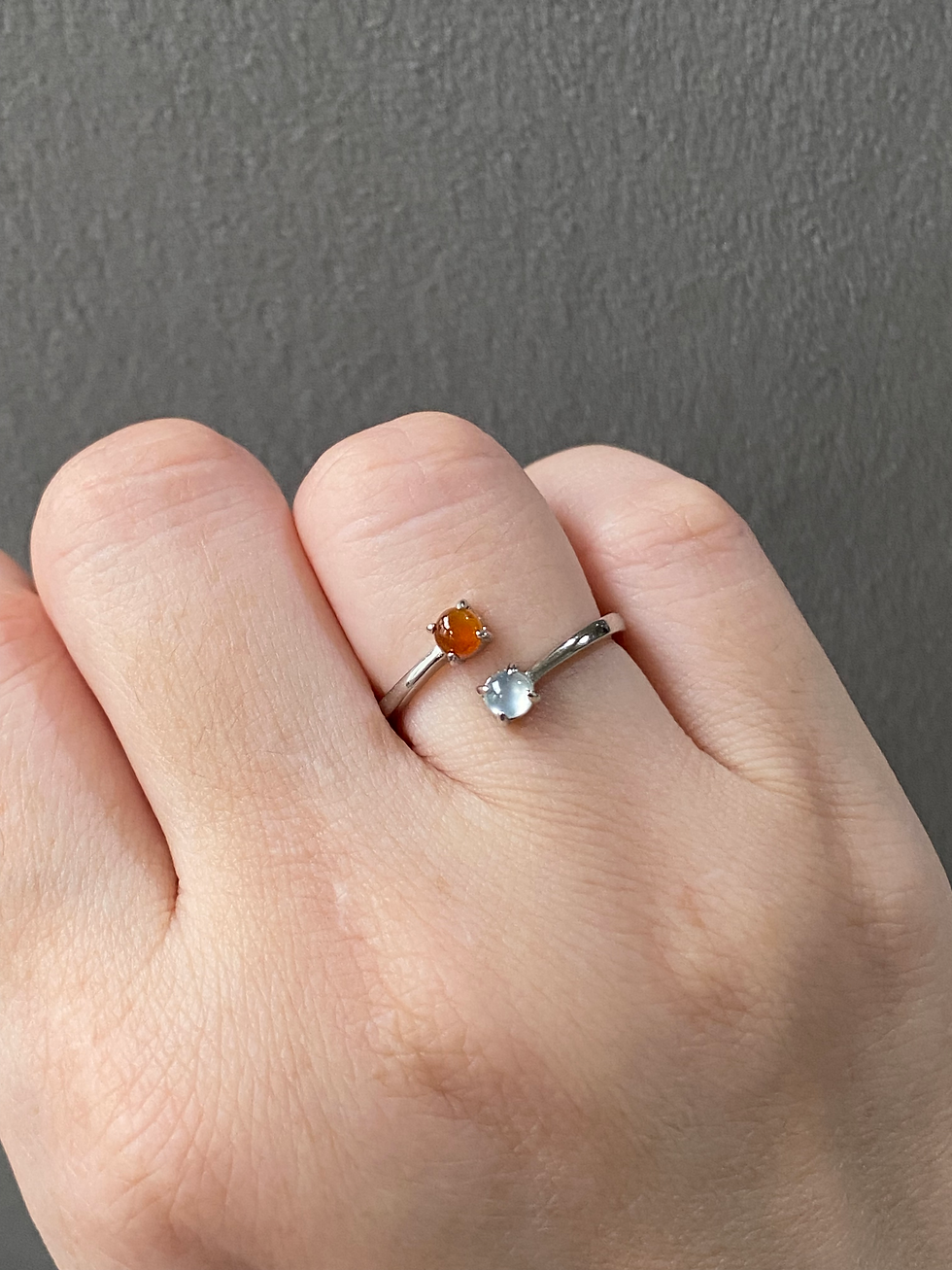 Thumbnail: 925 Silver Type A Dual Colour Jadeite Open Ring