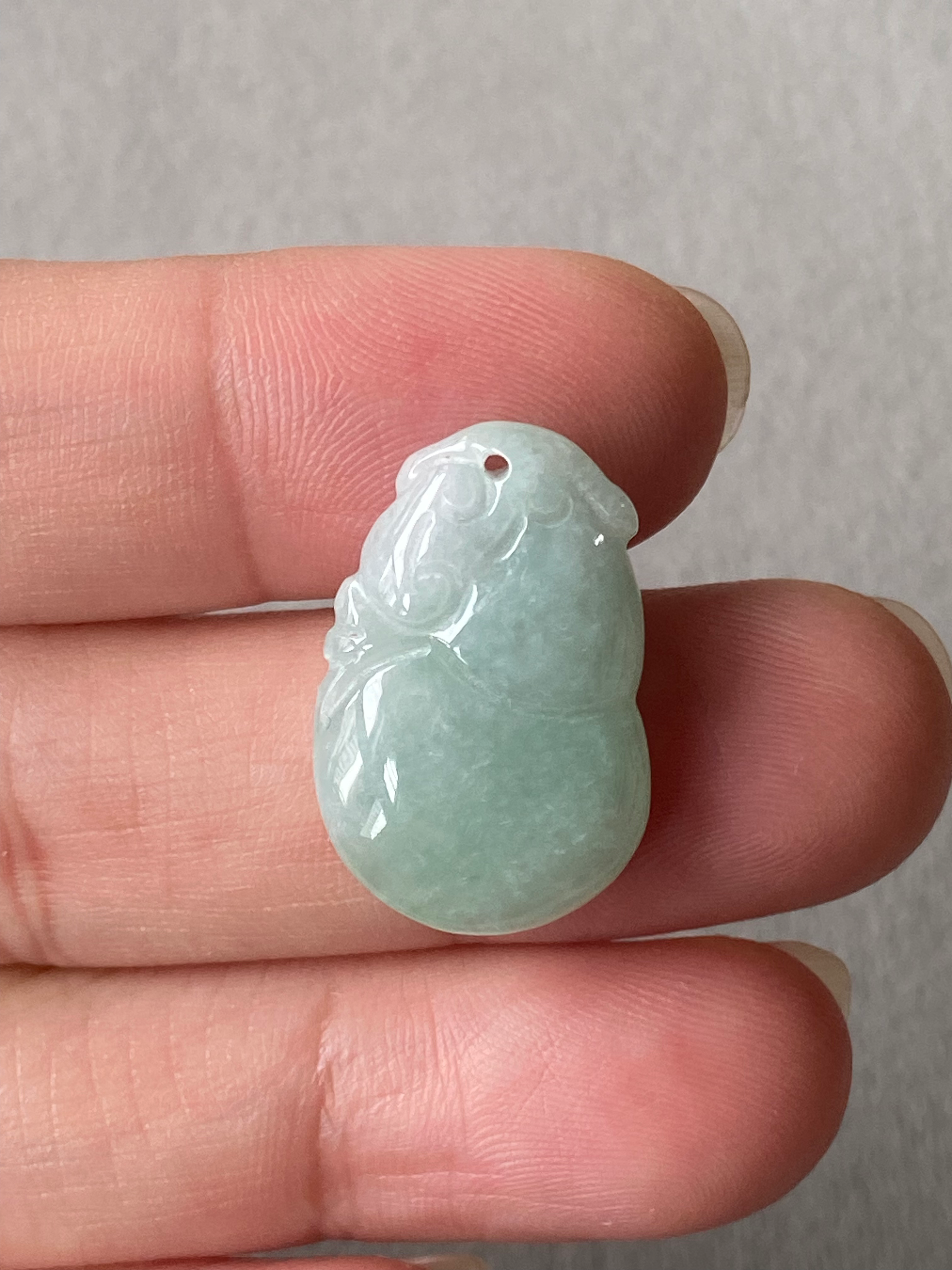 Type A Light Green Carved Jadeite Hulu