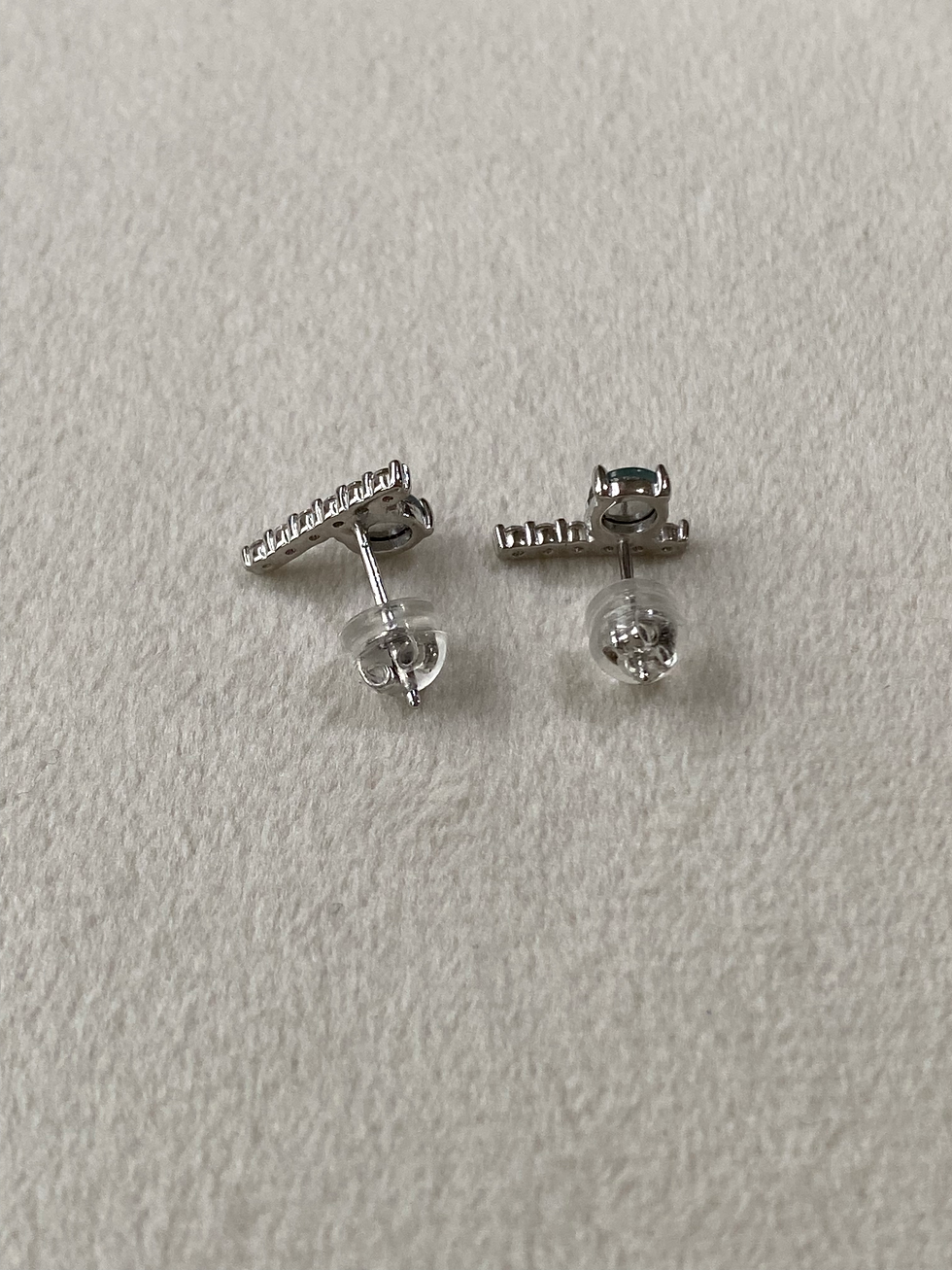 Thumbnail: 925 Silver Type A Icy Light Bluish Jadeite Ear Studs