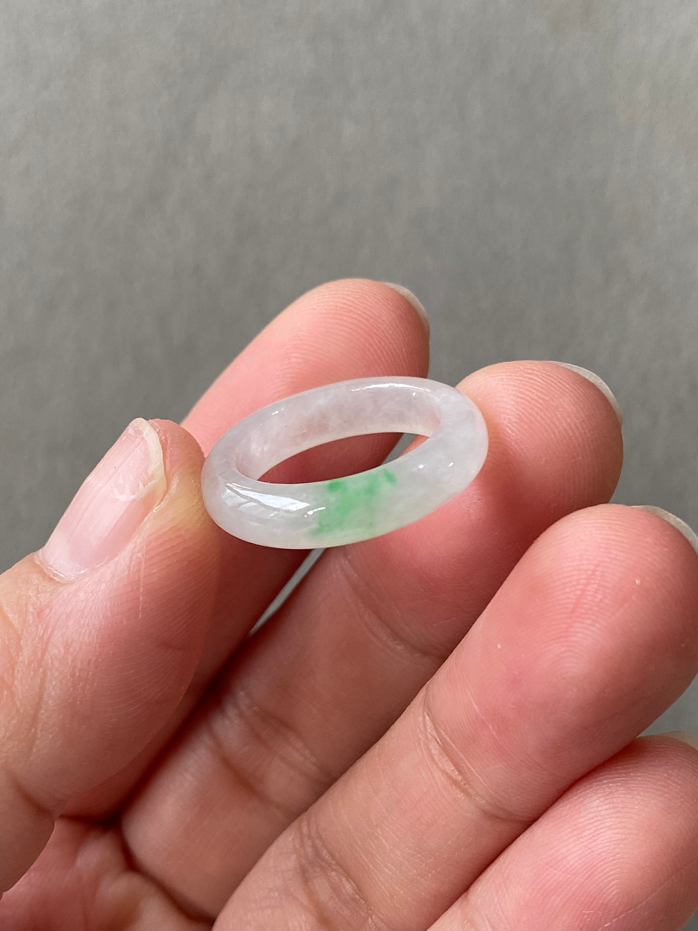 Thumbnail: US#5.25 Type A Translucent Mix Bright Green Jadeite Ring