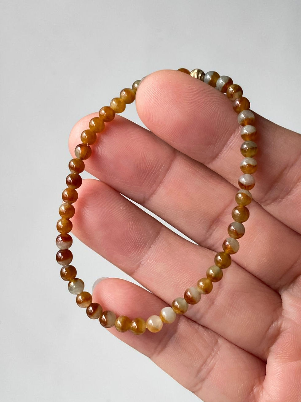Thumbnail: Type A Translucent Brownish Mix Mini Jadeite Beads Bracelet