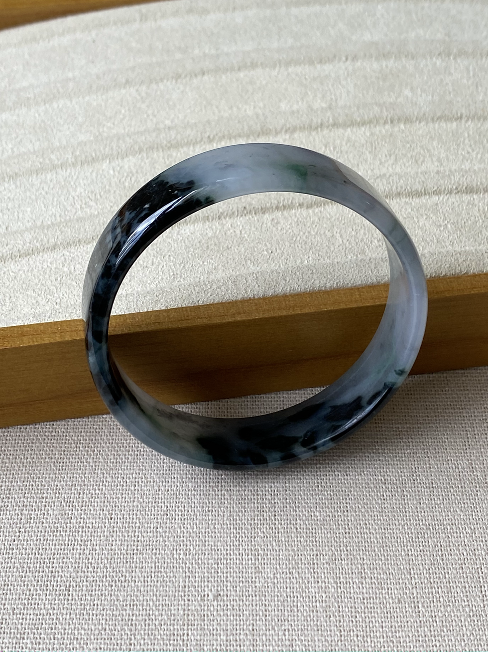 Thumbnail: 51MM  Dark Green Mix Jadeite Bangle