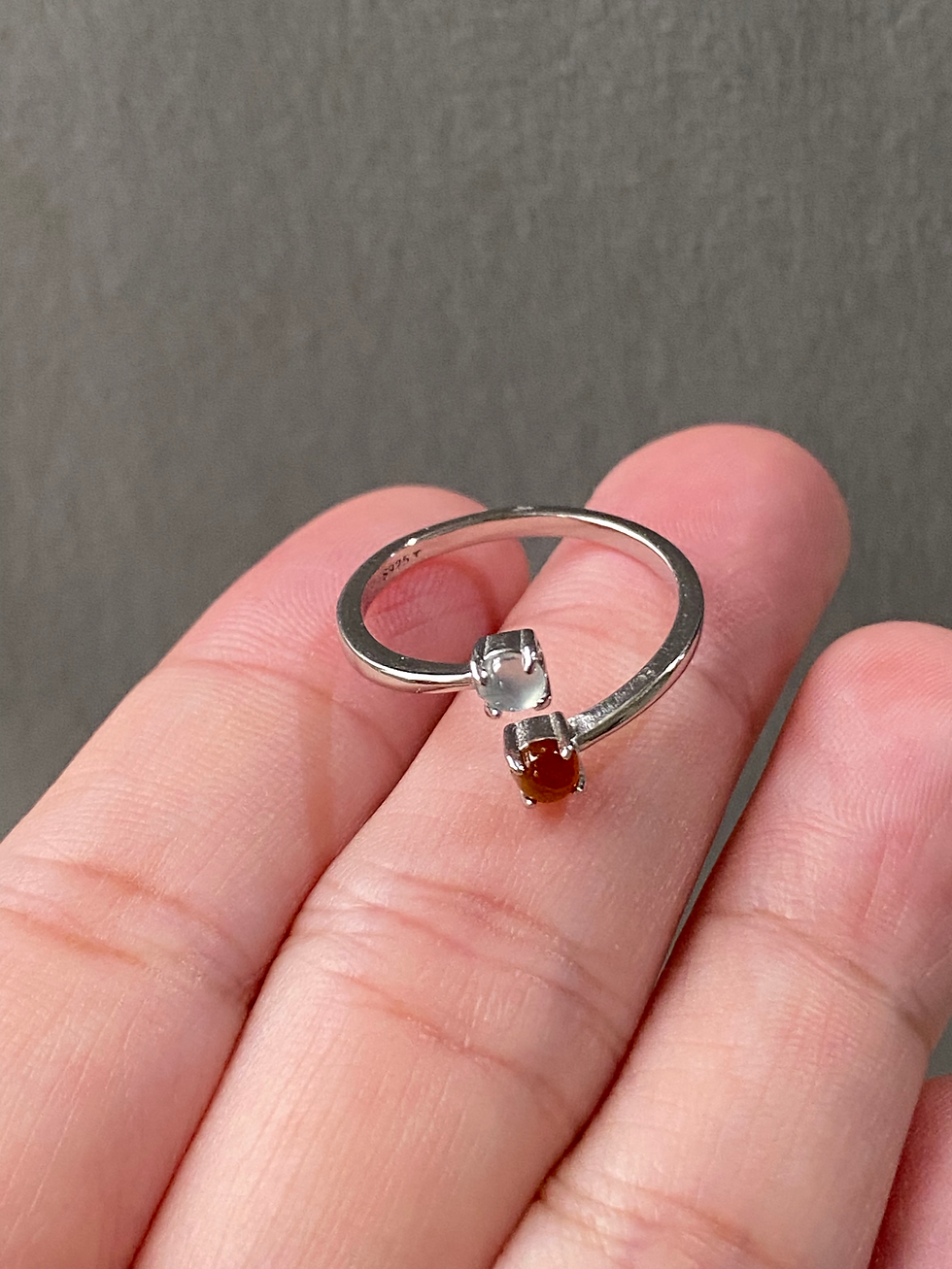 Thumbnail: 925 Silver Type A Dual Colour Jadeite Open Ring