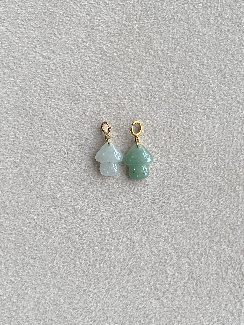Thumbnail: Pair of 14K Gold Filled Type A Translucent Jadeite Mushroom Charm
