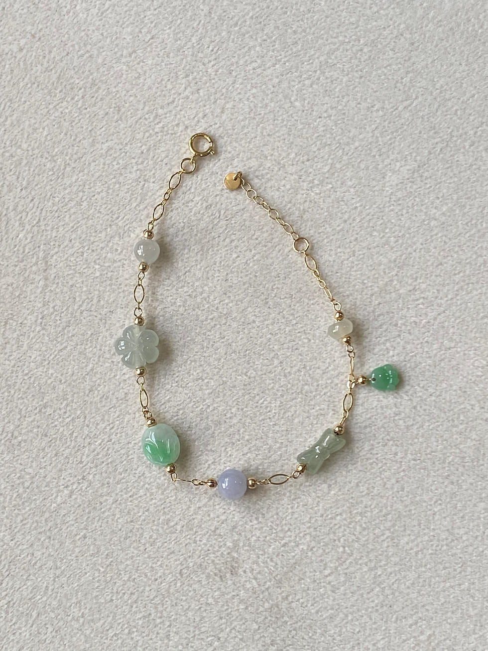 Thumbnail: 14K Gold Filled Type A Mix Jadeite Bracelet
