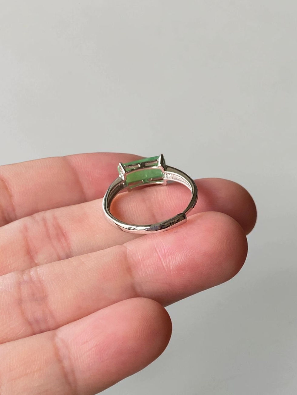 Thumbnail: 925 Silver Type A Translucent Light Green Jadeite Ring