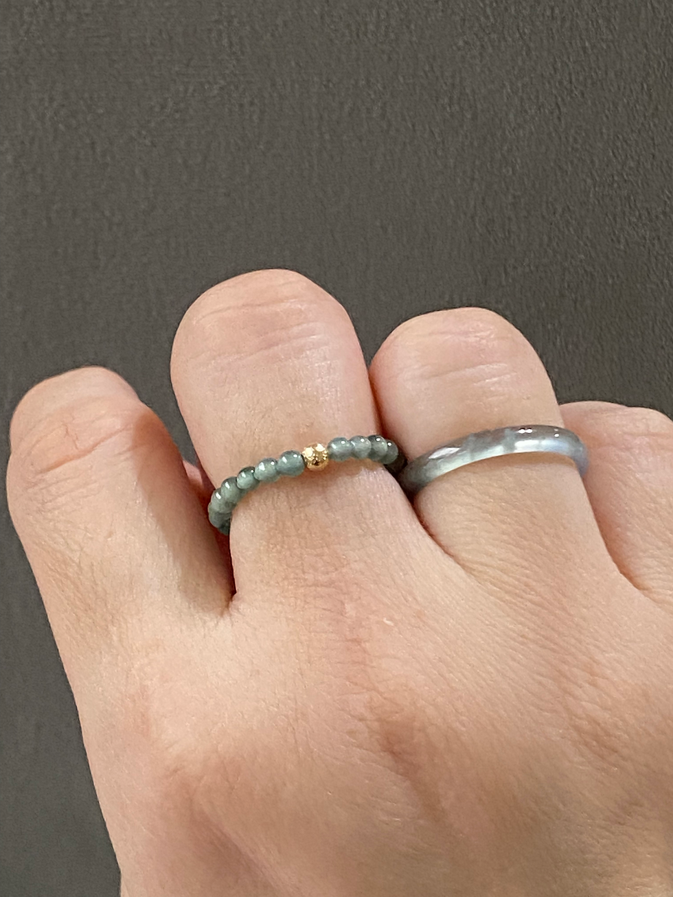 Thumbnail: Icy Bluish Green Jadeite Beads Ring