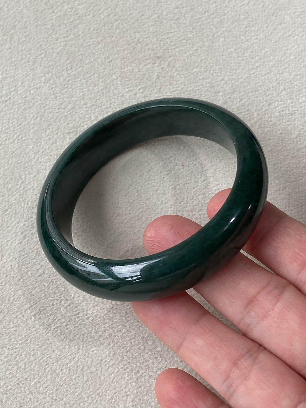Thumbnail: 58.8MM Type A Dark Green Jadeite Bangle