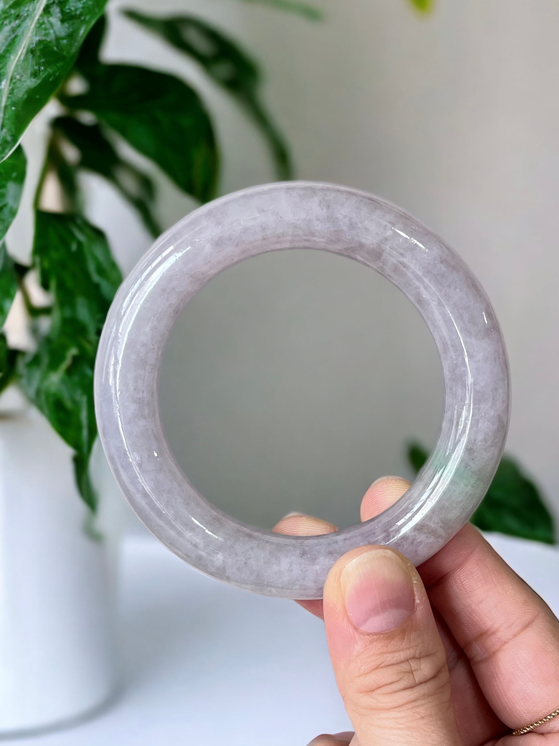56.6MM Type A Translucent Light Lavender Mix Jadeite Bangle