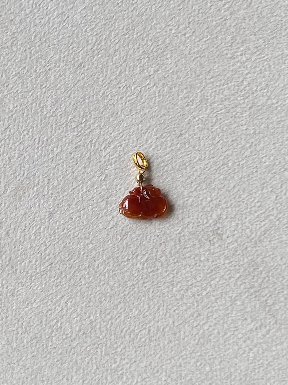 Thumbnail: 18K Yellow Gold Type A Dark Brownish Red Jadeite Horse Pendant