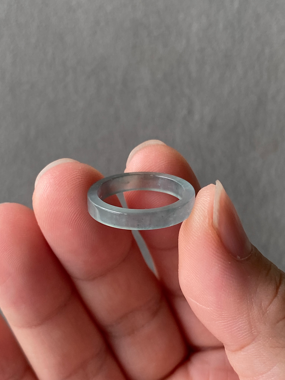 Thumbnail: US#5.75 Type A Translucent Light Bluish Flat Jadeite Ring