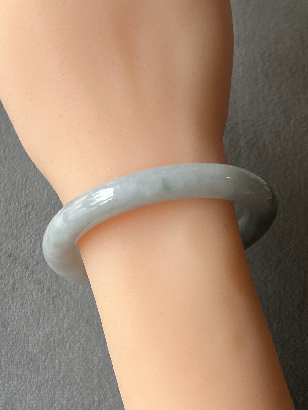 Thumbnail: 52.5MM Type A Greyish Black Mix Round Jadeite Bangle