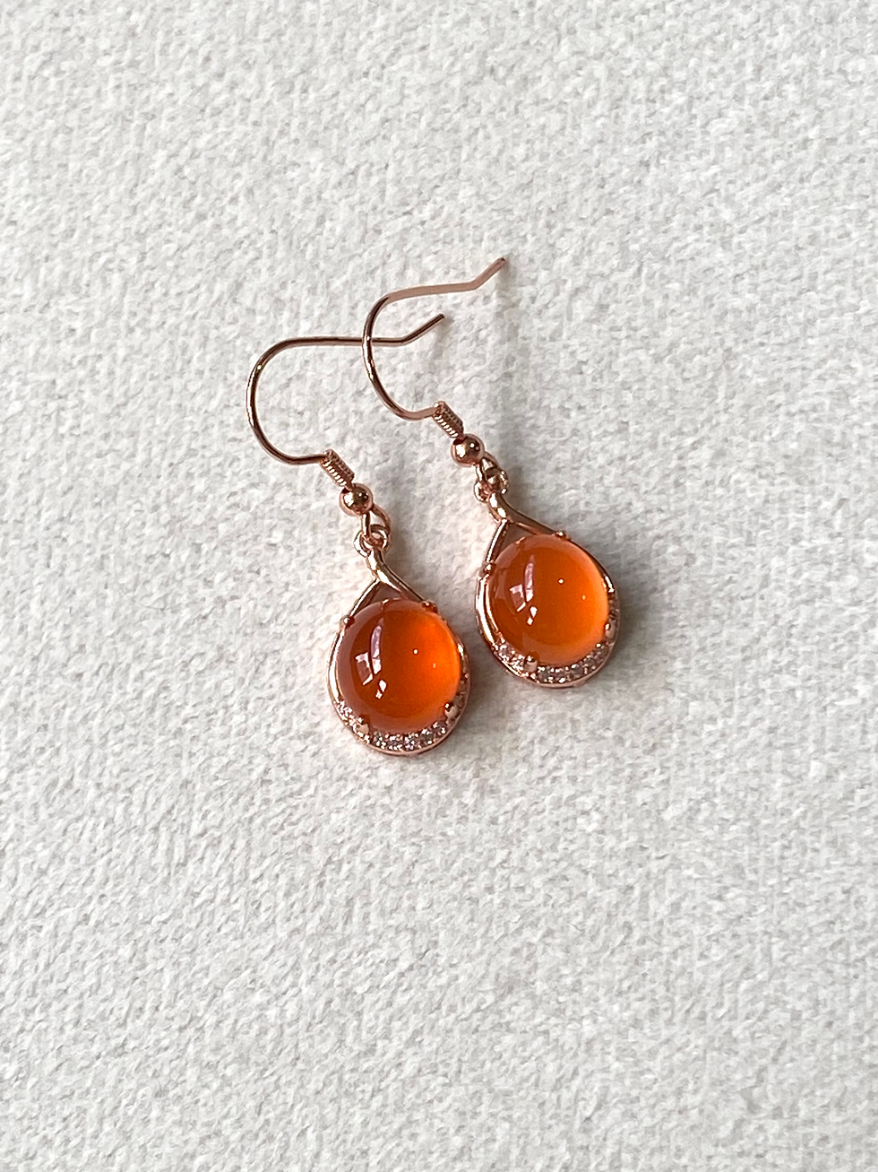 Thumbnail: 925 Silver Rose Gold Plated Carnelian Earrings