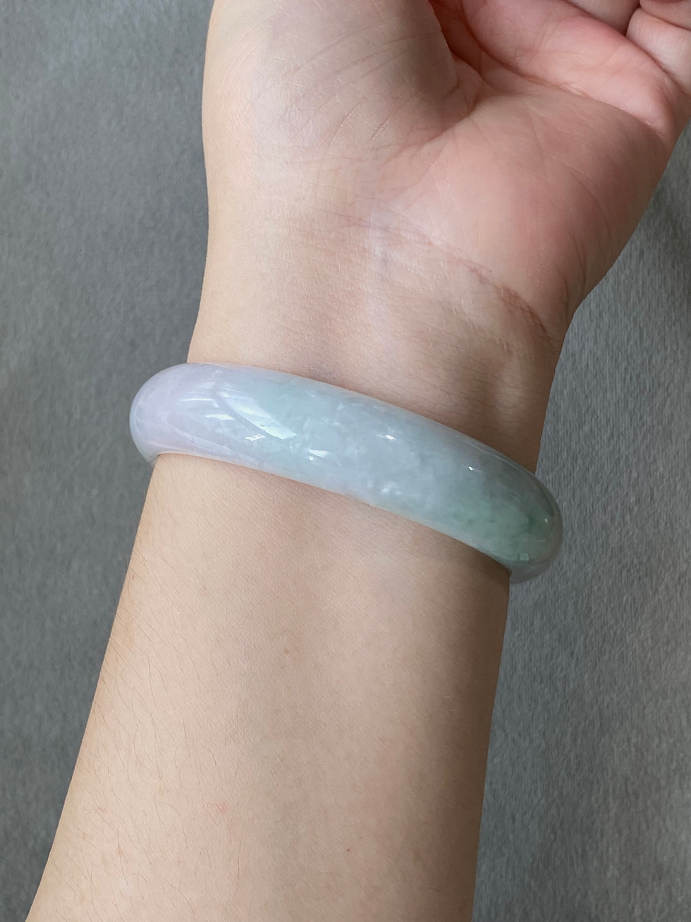 Thumbnail: 58.4MM Type A Light Lavender Mix Jadeite Bangle