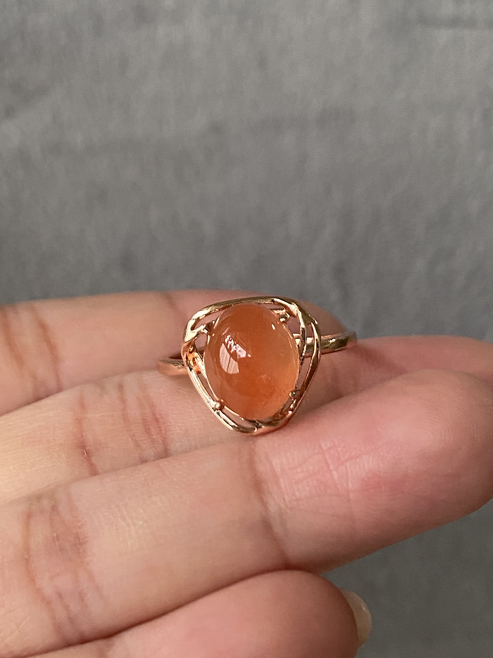 Thumbnail: 925 Silver Rose Gold Plated Carnelian Ring