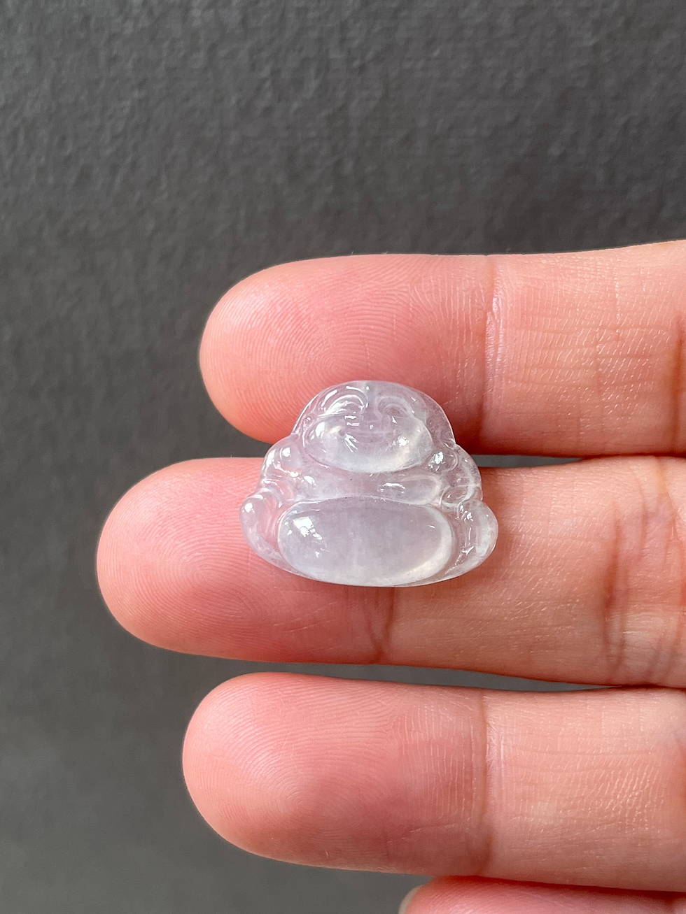 Thumbnail: Type A Icy Jadeite Laughing Buddha Pendant
