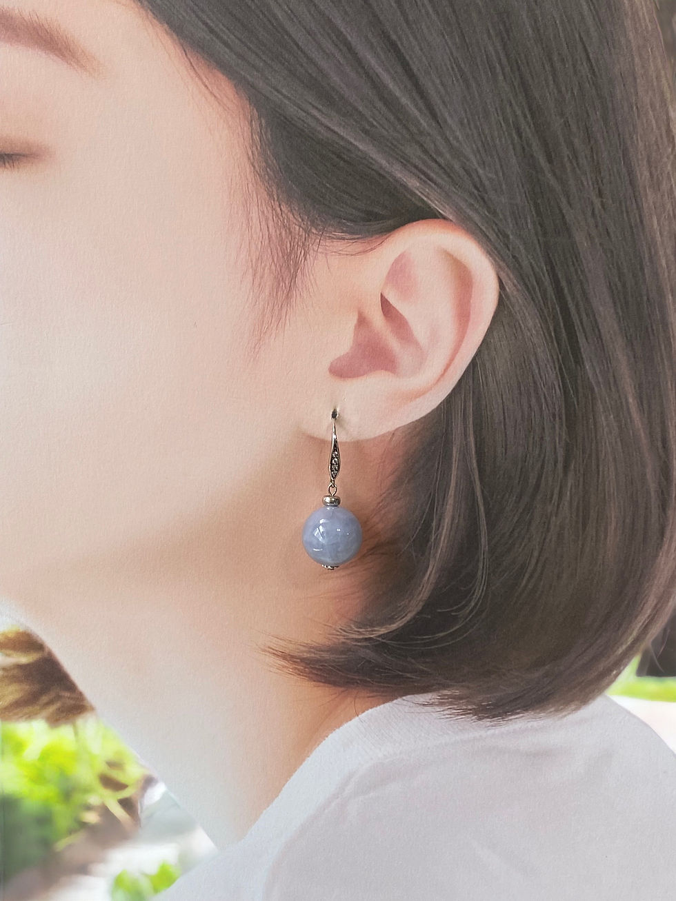 Thumbnail: 925 Silver Bluish Lavender Jadeite Earrings