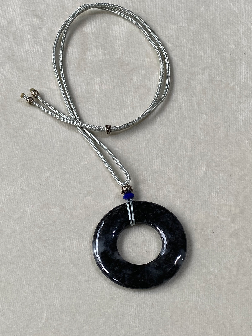 Type A Black Jadeite Donut Necklace