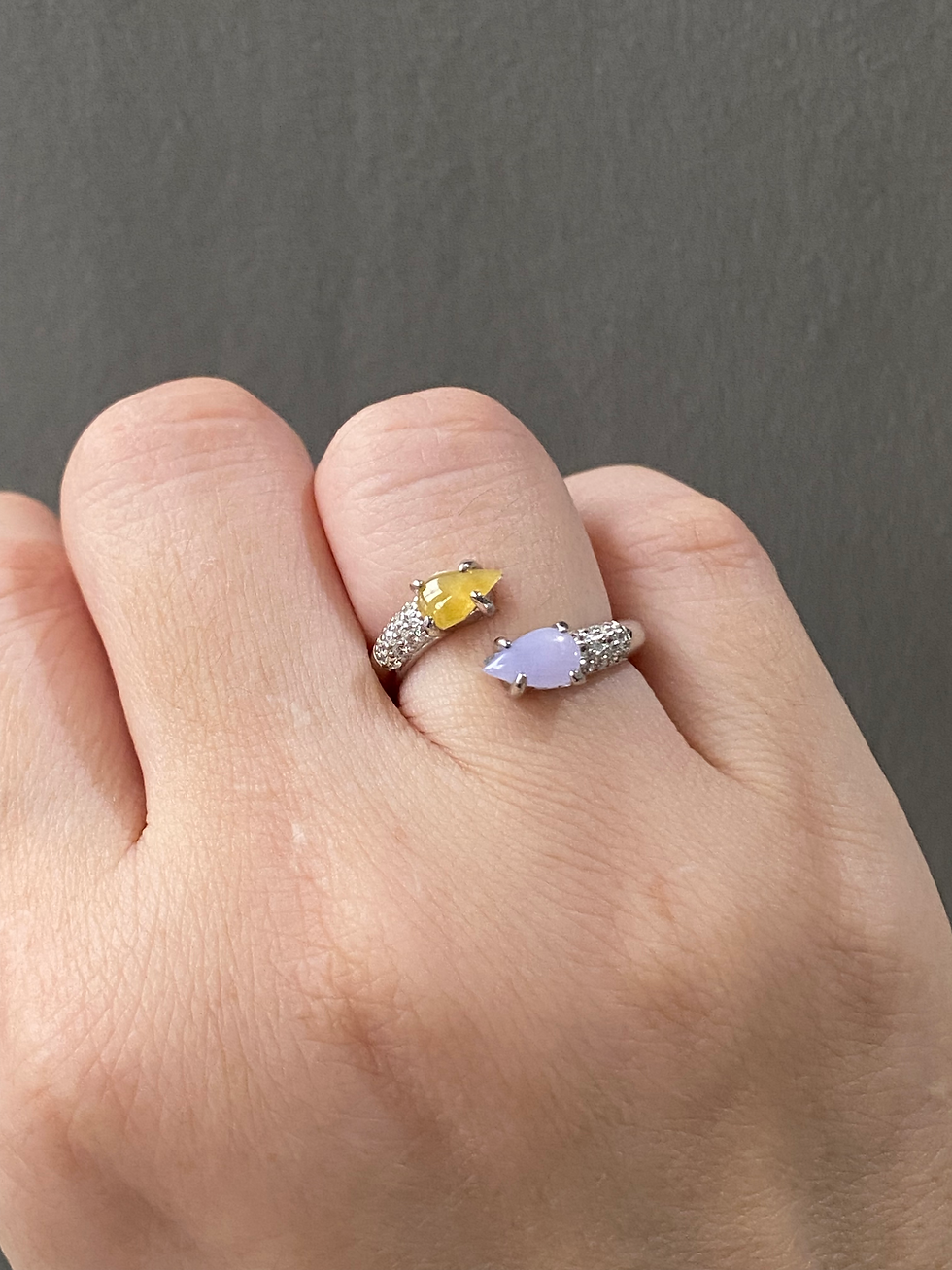 Thumbnail: 925 Silver Type A Dual Colour Jadeite Open Ring