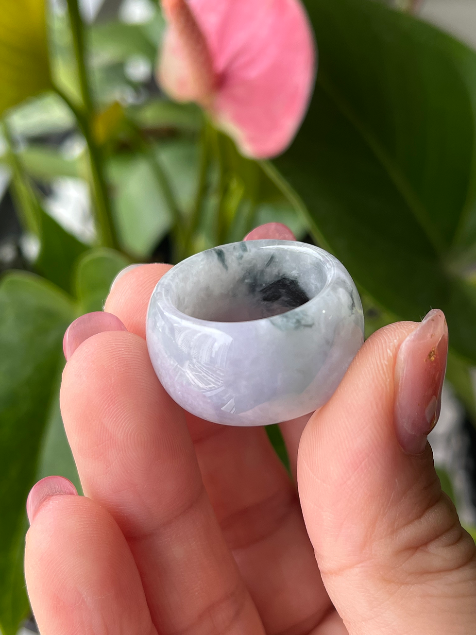 Thumbnail: US#8.5 Type A Thick Lavender Mix Jadeite Ring