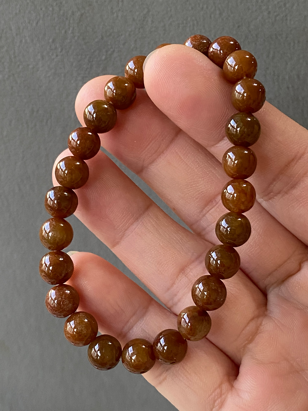 Thumbnail: Type A Brownish Red Jadeite Beads Bracelet