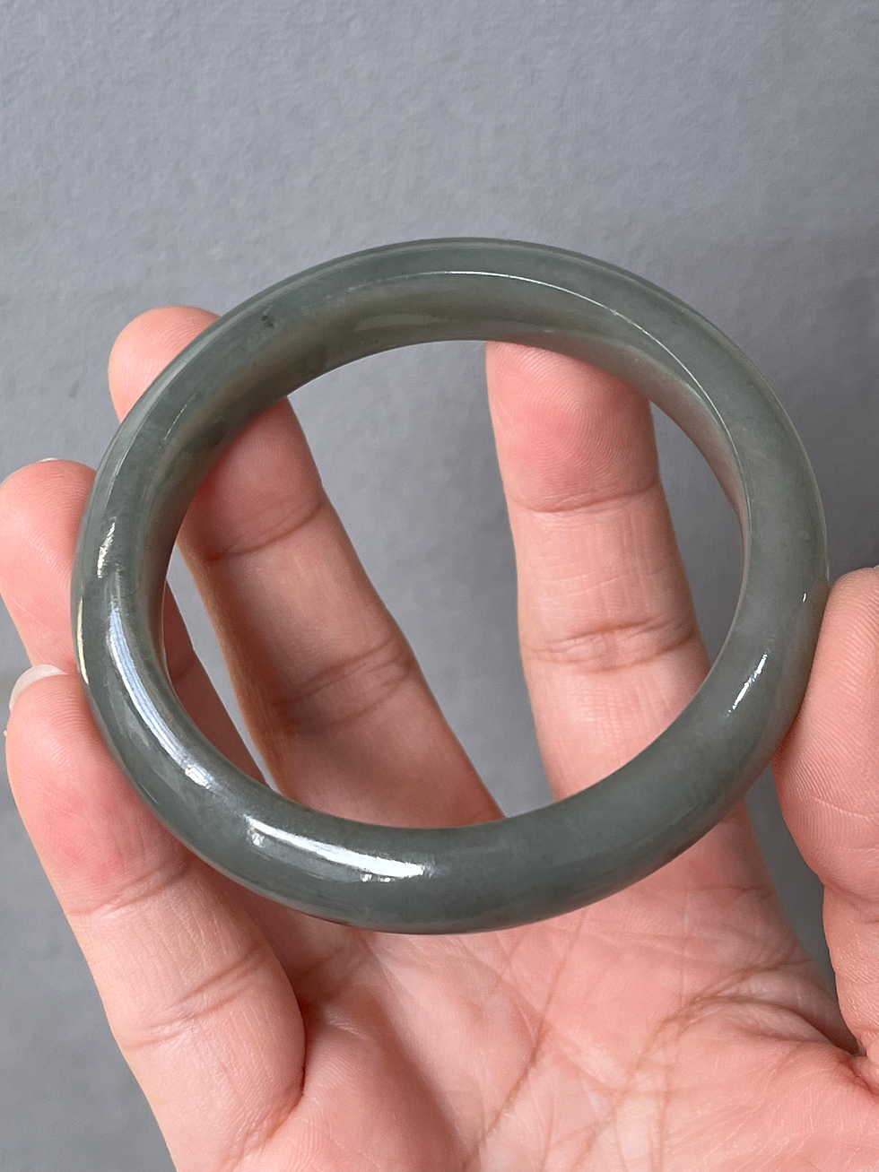 Thumbnail: 54.6MM Type A Greyish Jadeite Bangle