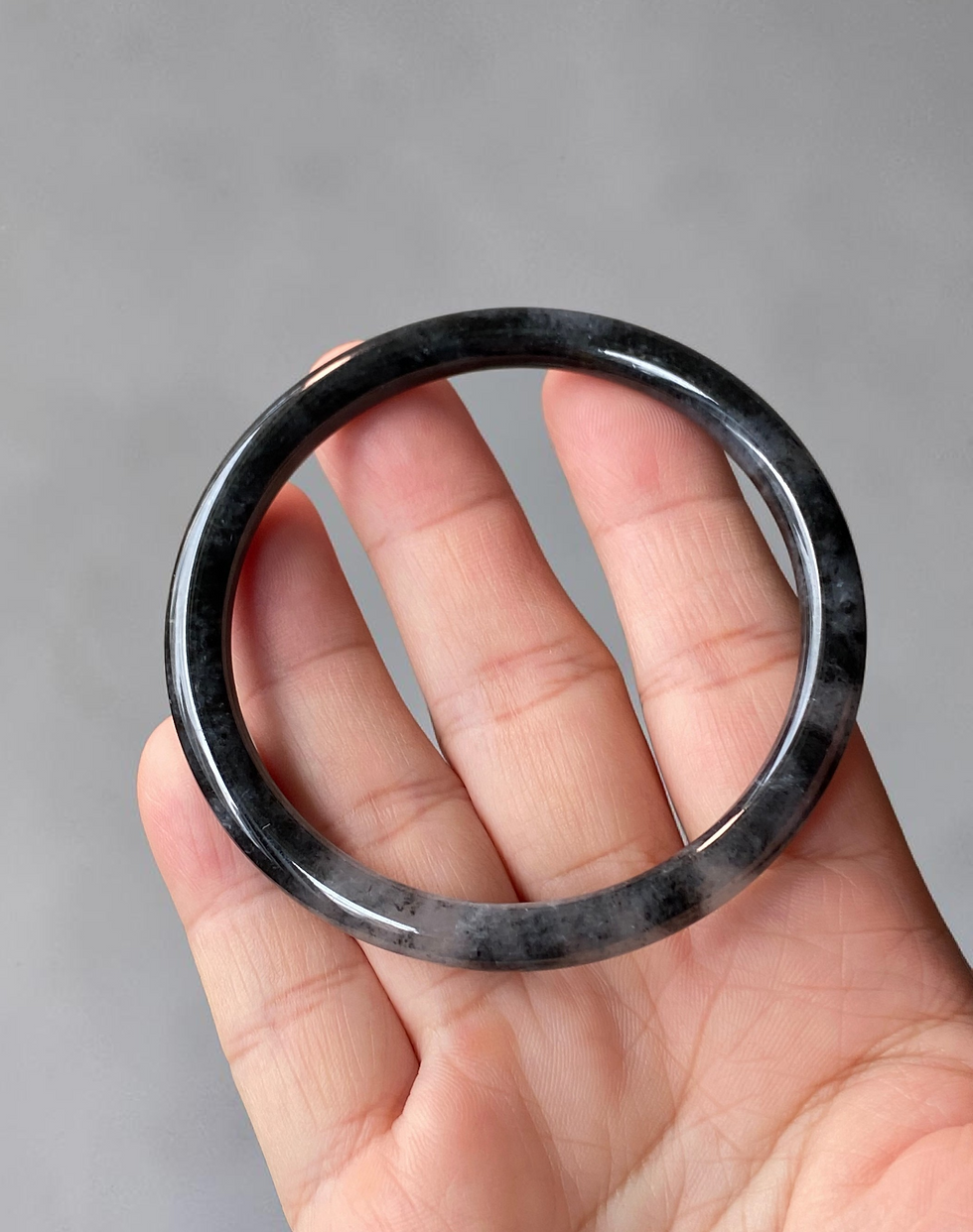Thumbnail: 56.6MM Type A Greyish Black Jadeite Bangle
