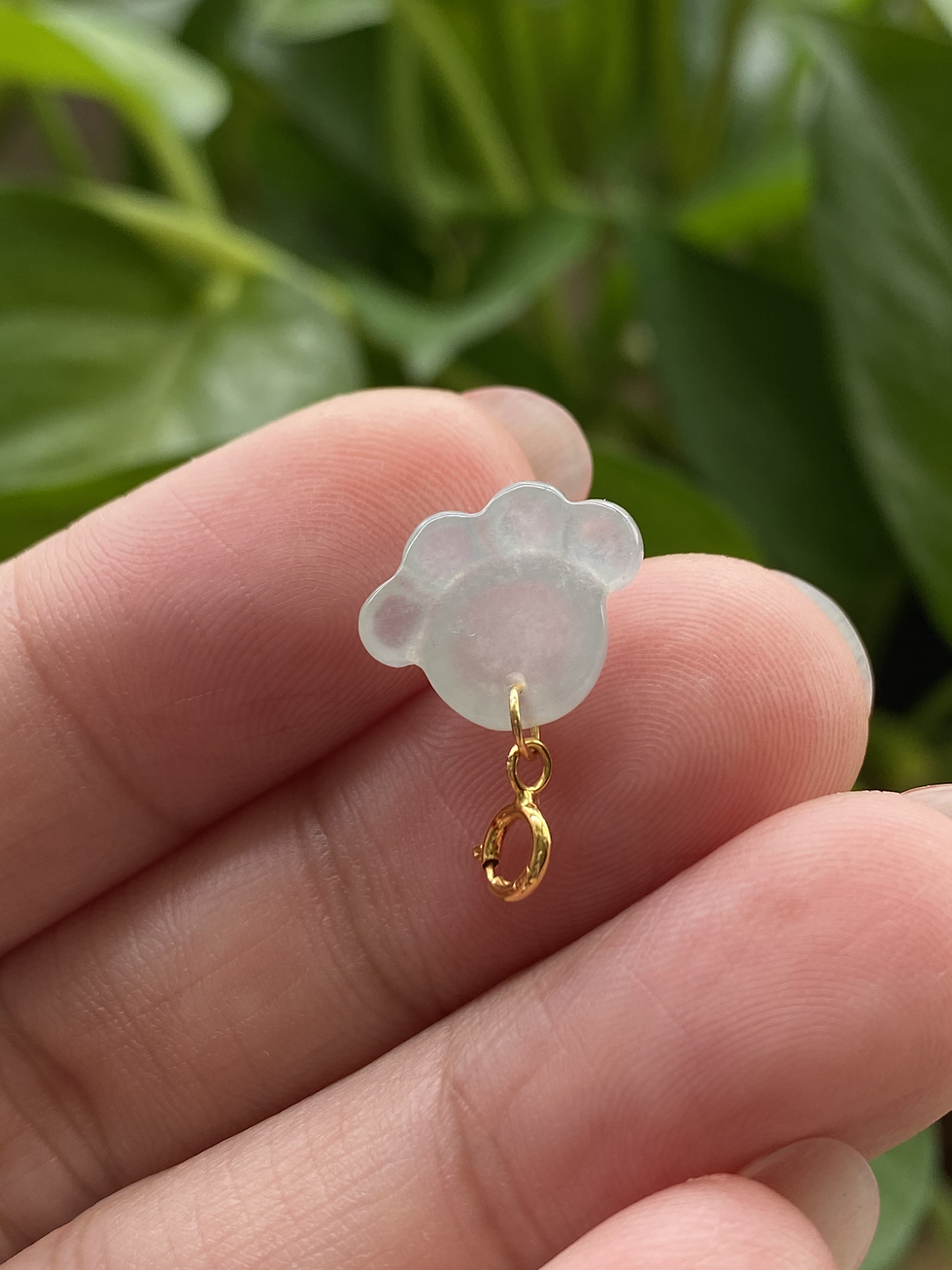 Thumbnail: 18K Yellow Gold Translucent Jade Paw Charm