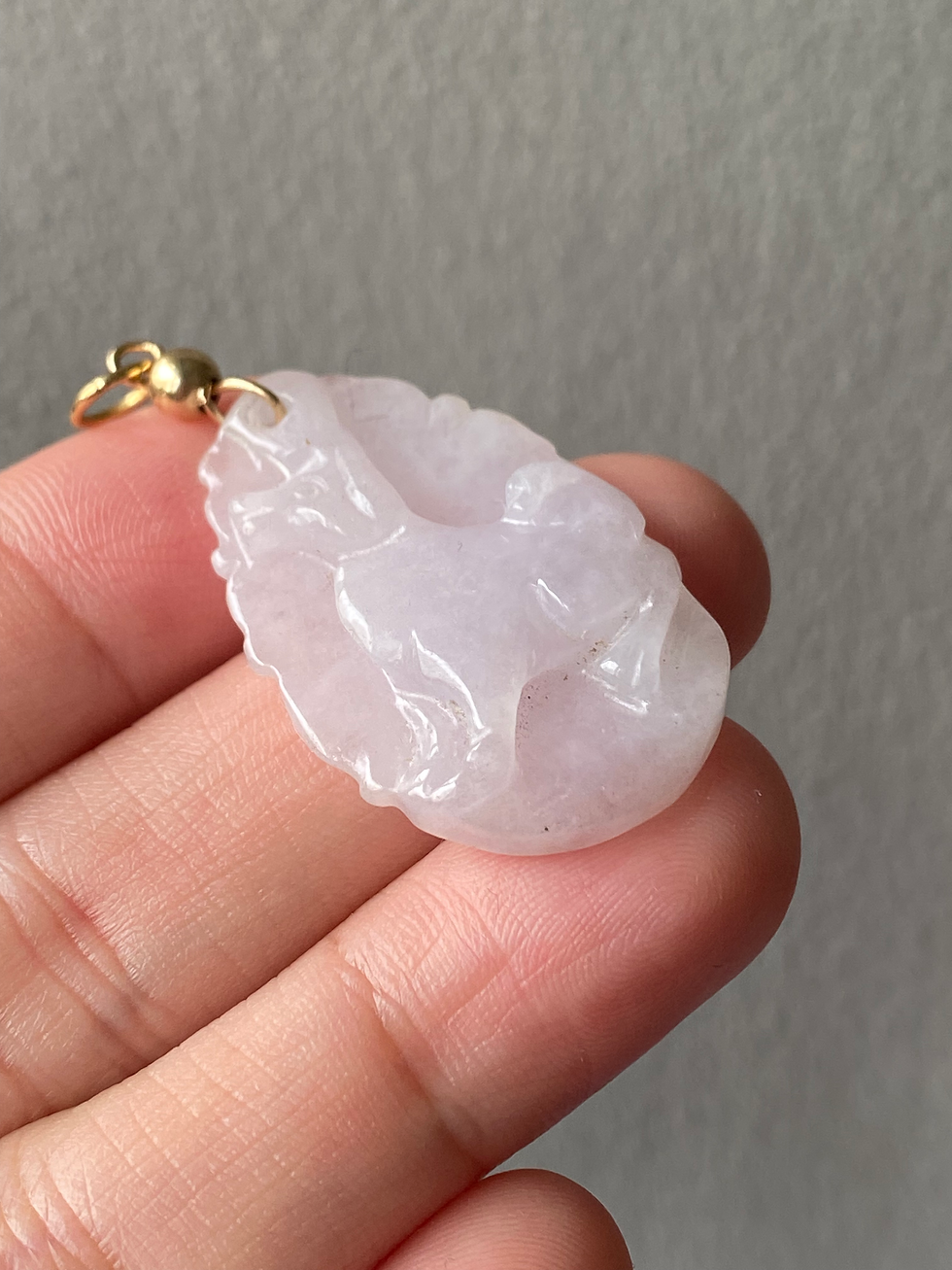 Thumbnail: Type A Translucent Carved Jadeite Dog Pendant
