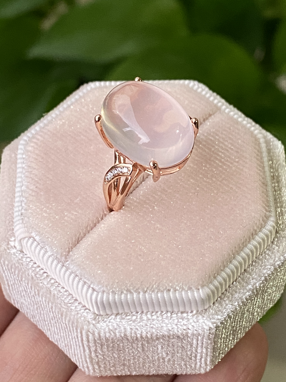 Thumbnail: 925 Silver Rose Gold Plated Rose Quartz Ring