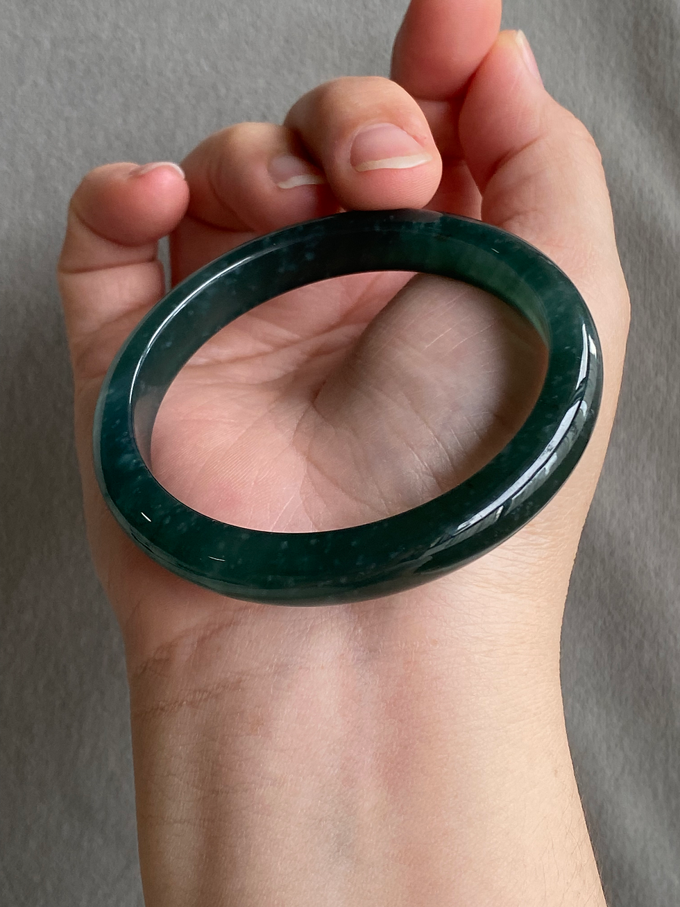 Thumbnail: 55.6MM Type A Translucent Dark Bluish Green Jadeite Bangle