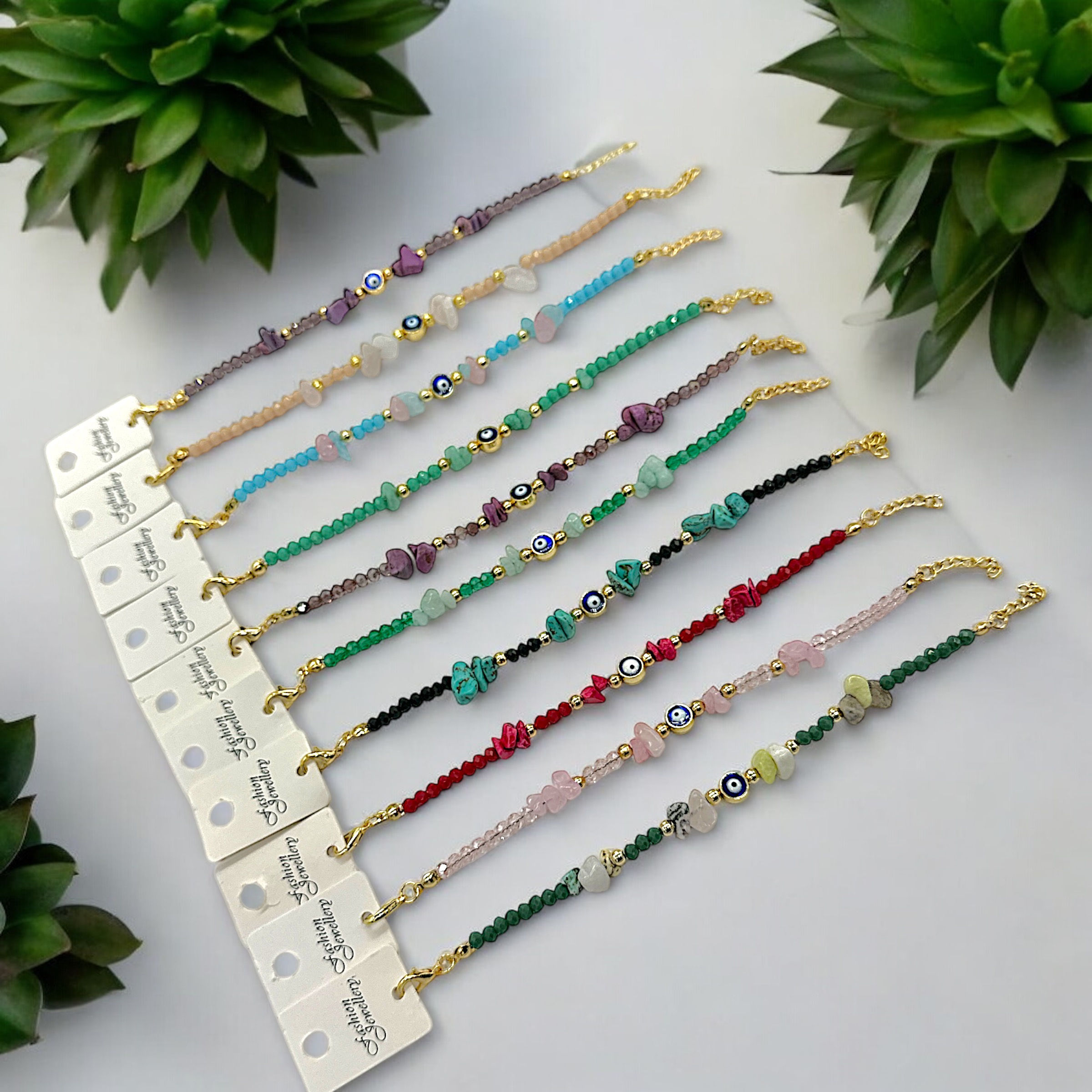 Broken Stone Crystal Beaded Bracelet (12 Pcs x $0.52)