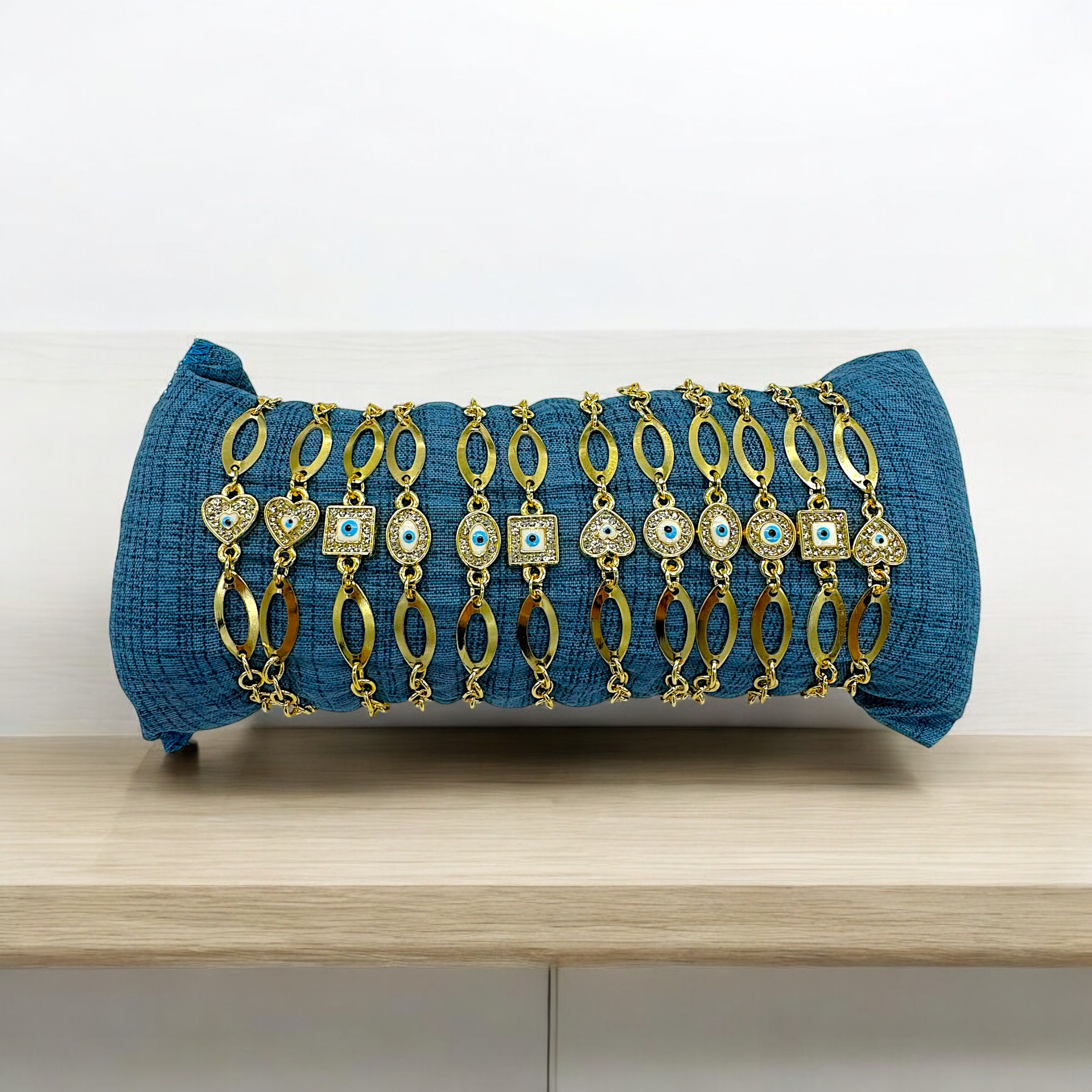 Zircon Evil Eye Chain Bracelet (12 Pcs x $0.90)