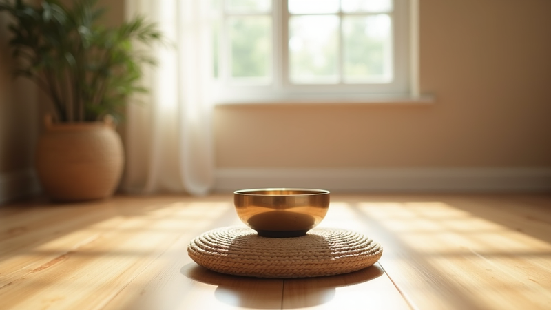 Bol de méditation dans un espace de détente.