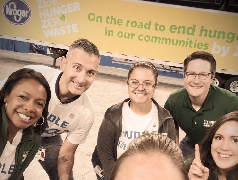 Group of people preparing for a food drive