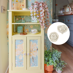 White and Gold Rose Knobs
