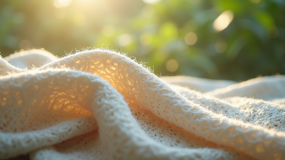 Close-up view of eco-friendly fabric texture in natural light