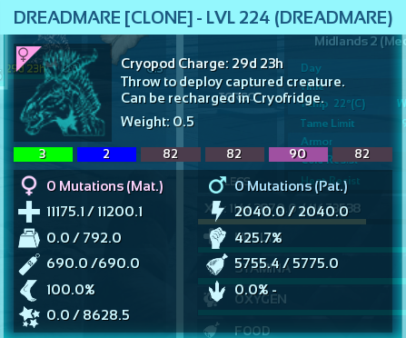 Thumbnail: DreadHorse / DreadMare Female Adult Clone Level 224 Event ( Cross Pve Wa